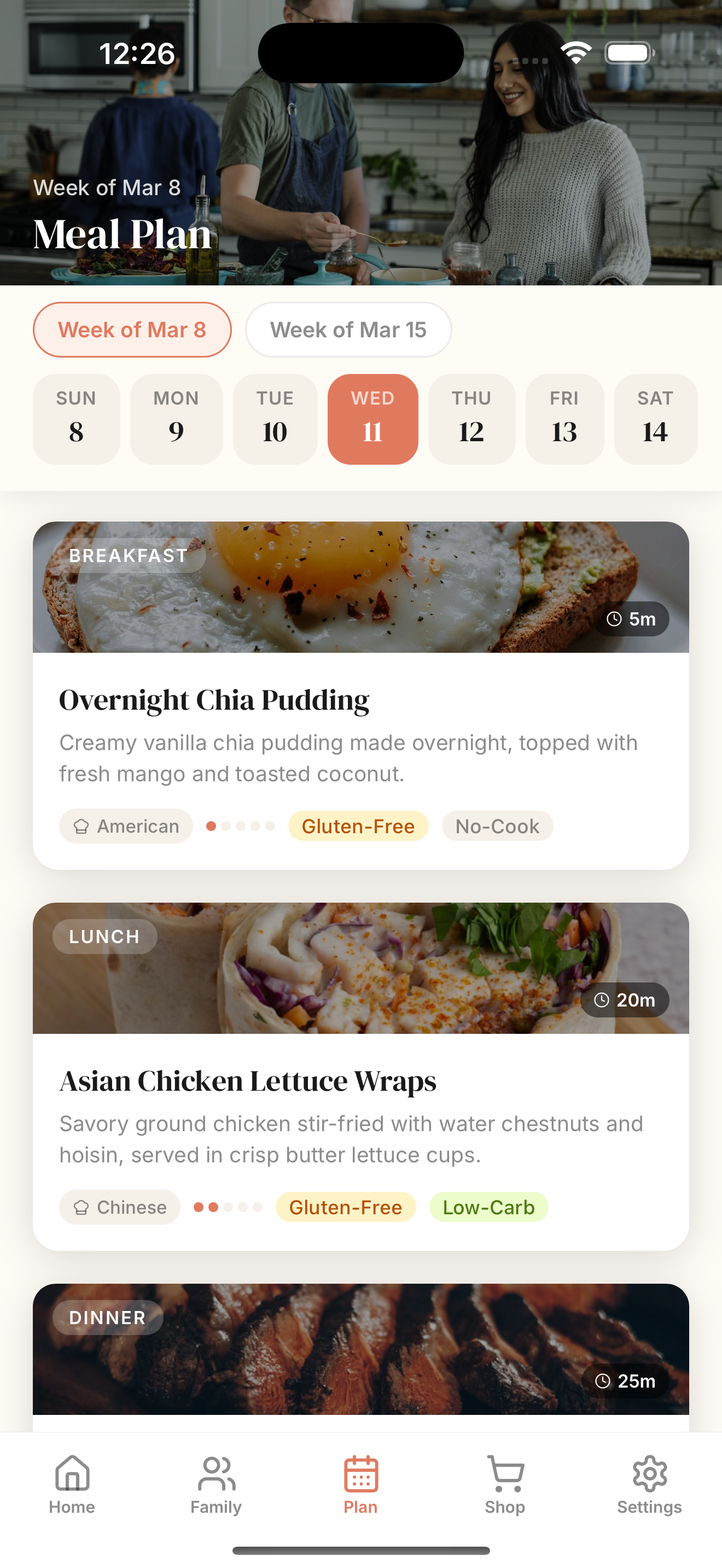 Weekly meal plan
